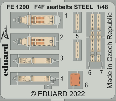 Photo Etching Kit 1/48 Grumman F4F-3 Wildcat seatbelts STEEL (designed to be used with Eduard kits)