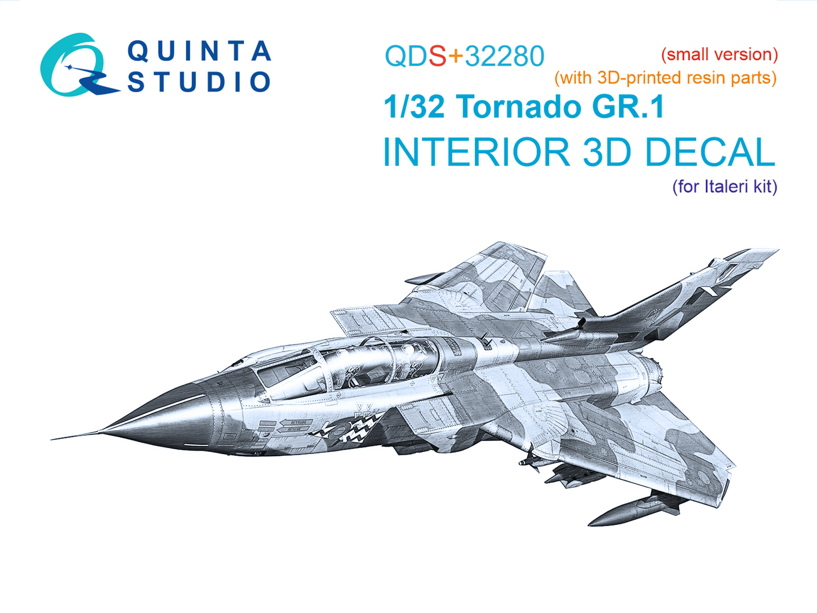 Tornado Gr.1 3D-Printed & coloured Interior on decal paper (Italeri) (Small version)(with 3D-printed resin parts)