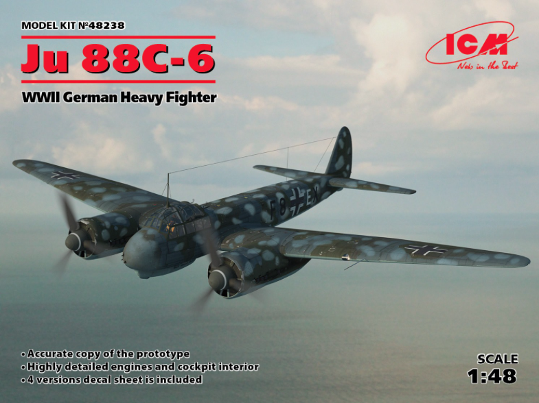 Model kit 1/48 Junkers Ju 88C-6 German Heavy Fighter WWII (ICM)