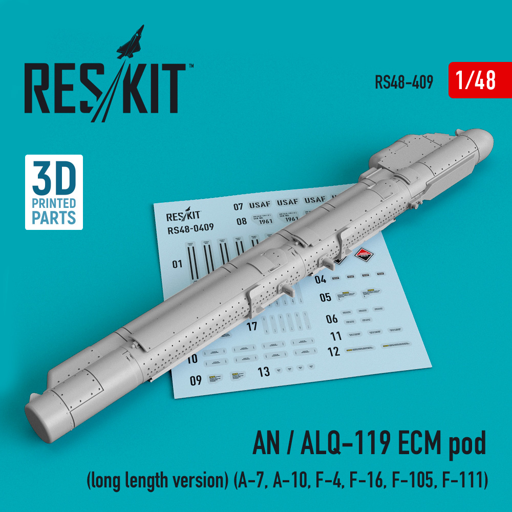 Additions (3D resin printing) 1/48 AN / ALQ-119 ECM pod (long length version) (ResKit)