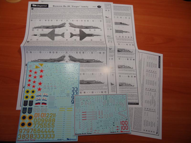 Decal 1/48 Yakovlev Yak-38 "Forger" family with stencils Decal with opportunity make any Yak-38s family aircraft (Yak-38, Yak-38M, Yak-38U)(Begemot)