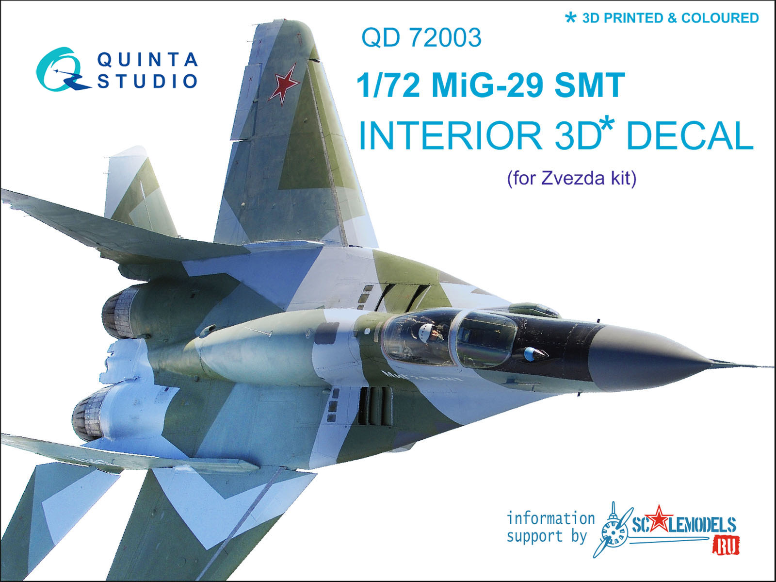 MiG-29 SMT  3D-Printed & coloured Interior on decal paper  (for 7309 Zvezda kit)