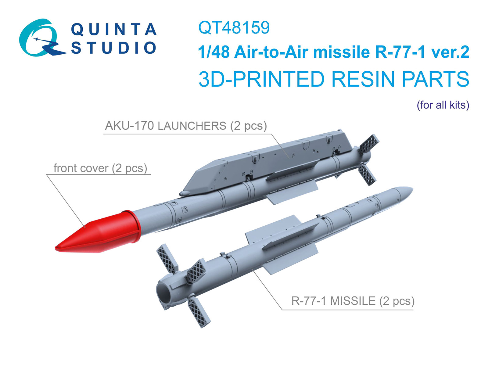 R-77-1 Ver.2 Air-to-Air Missiles with Launchers, 2 pcs (for all kits)