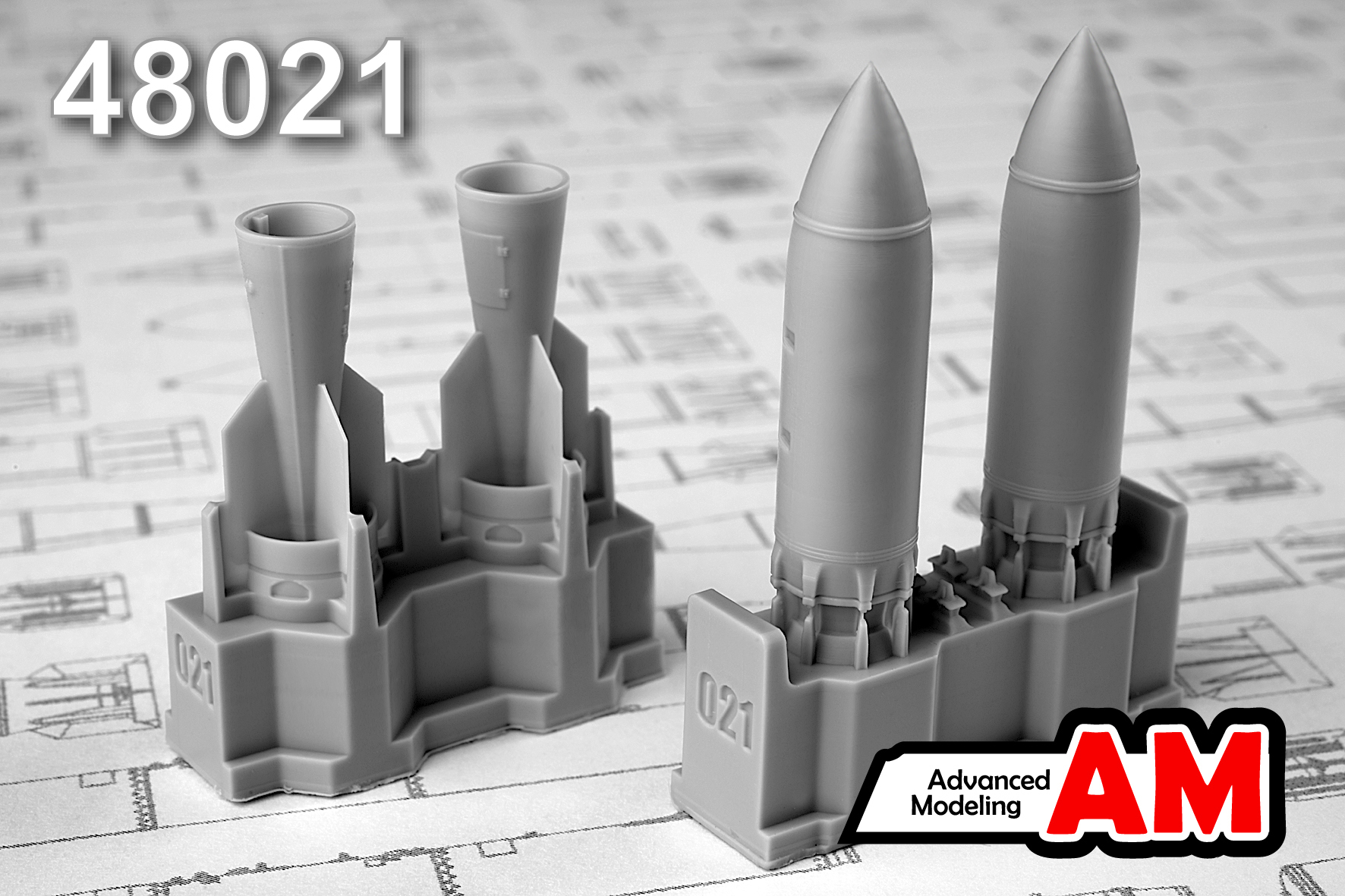Additions (3D resin printing) 1/48 Soviet/Russian BETAB-500 500kg Concrete Piercing Bomb (2 bombs) (Advanced Modeling) 