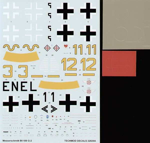 Decal 1/32 Messerschmitt Bf-109G-2 (4) Yellow (Techmod)