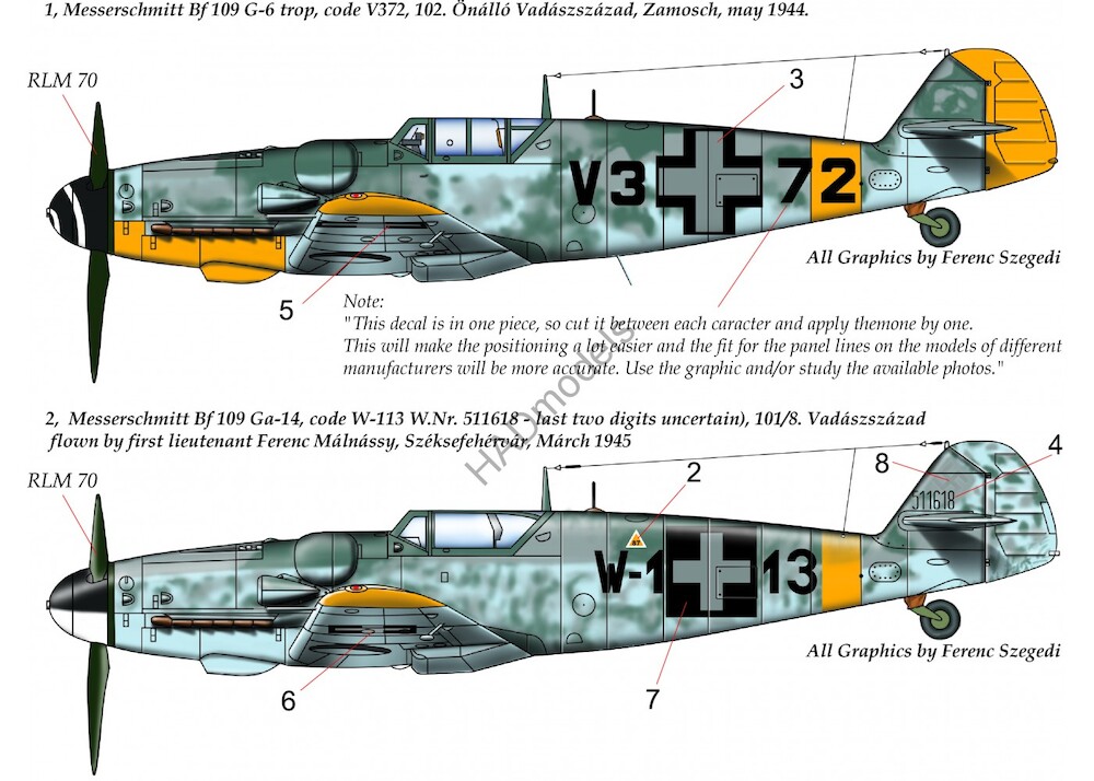 Decal 1/72 Messers. Bf 109 G-6 Trop/G-14 (2x camo) (HAD)
