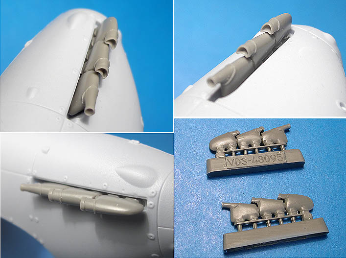 Additions (3D resin printing) 1/48 Hurricane Mk.I Exhaust Pipes (Airfix) (Vector) 