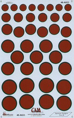 Decal 1/48 Japanese National Insignia/Hinomaru. 5 sizes with green outlines (CAM)