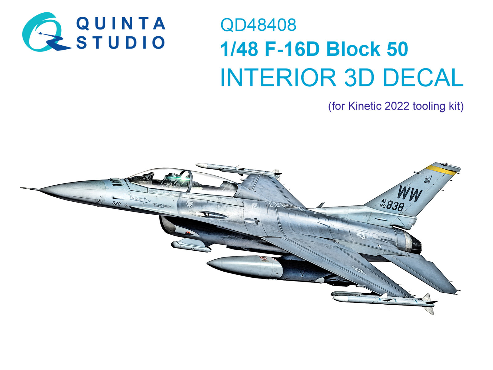 F-16D block 50 3D-Printed & coloured Interior on decal paper (Kinetic 2022 tool)