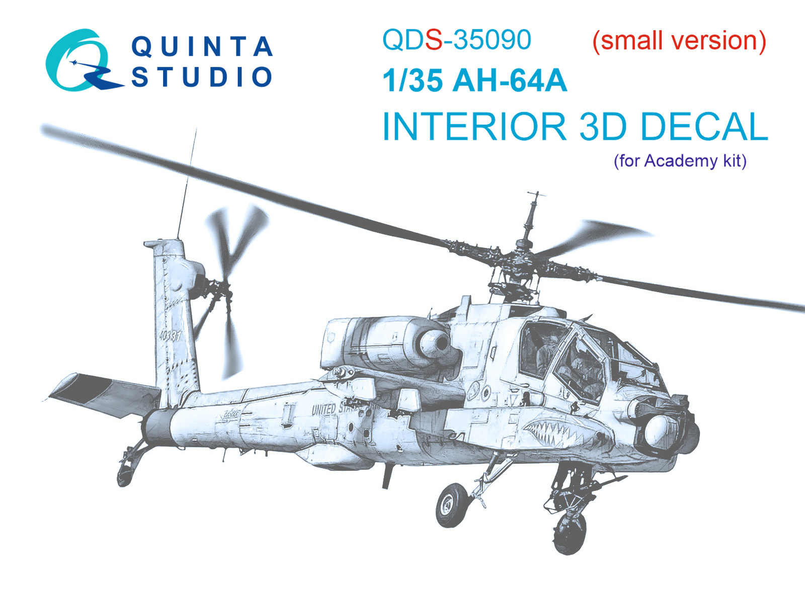 AH-64A 3D-Printed & coloured Interior on decal paper (Academy) (Small version)