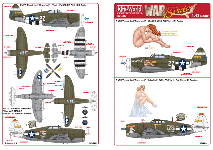 Decal 1/48 Republic P-47D Thunderbolt 'Razorback' (Kits-World)