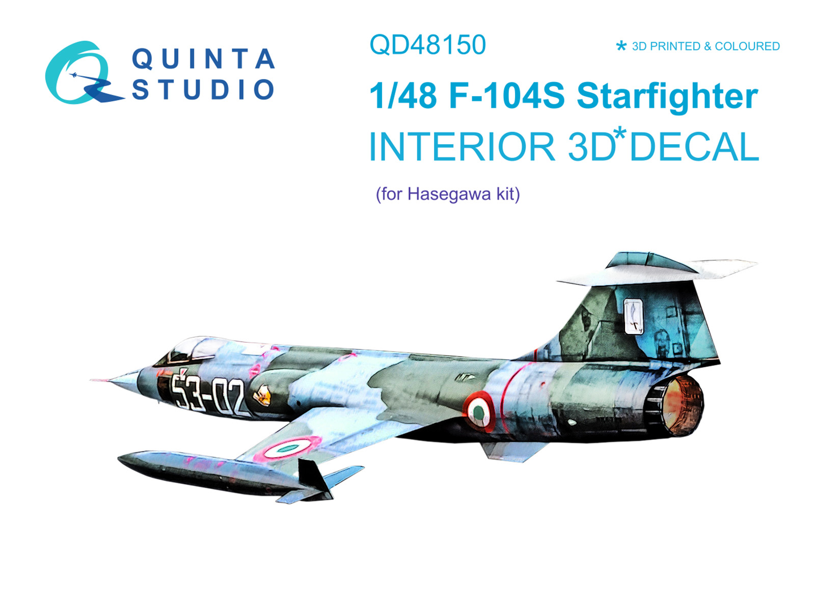F-104S 3D-Printed & coloured Interior on decal paper (Hasegawa)