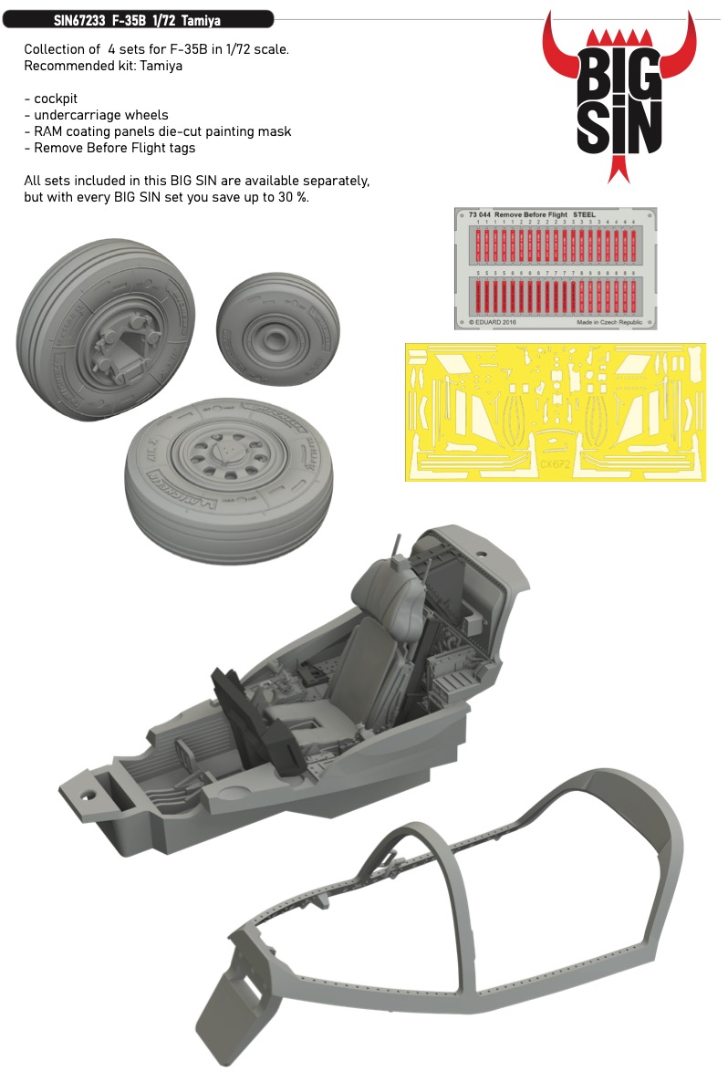 Additions (3D resin printing) 1/72 Lockheed-Martin F-35B 1/72 (designed to be used with Tamiya kits)