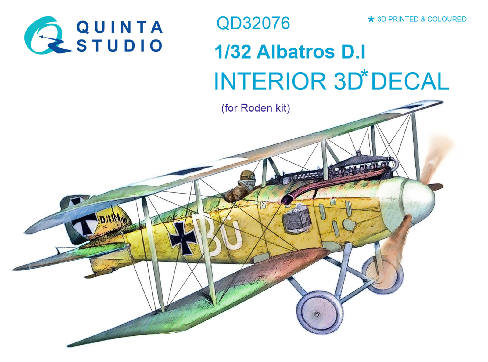 Albatros D.I 3D-Printed & coloured Interior on decal paper (for Roden kit)