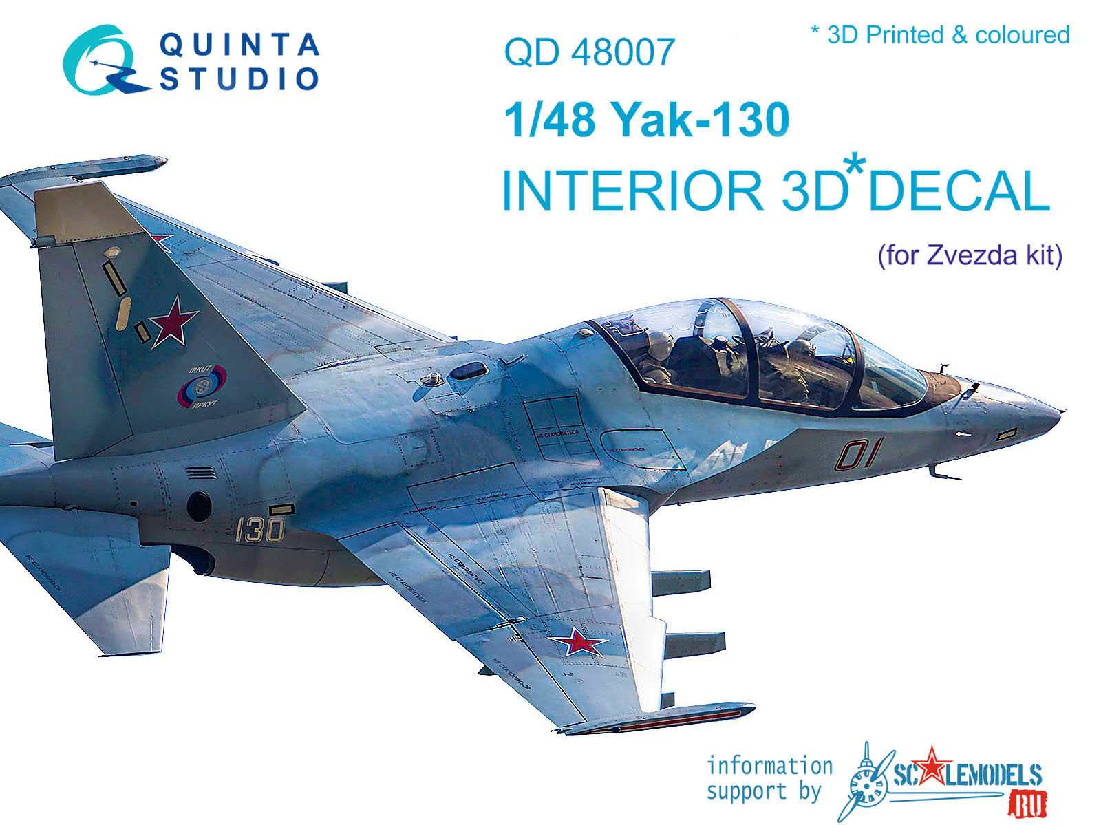Yak-130 3D-Printed & coloured Interior on decal paper (for Zvezda kits)  (reissued QD48007-Pro)