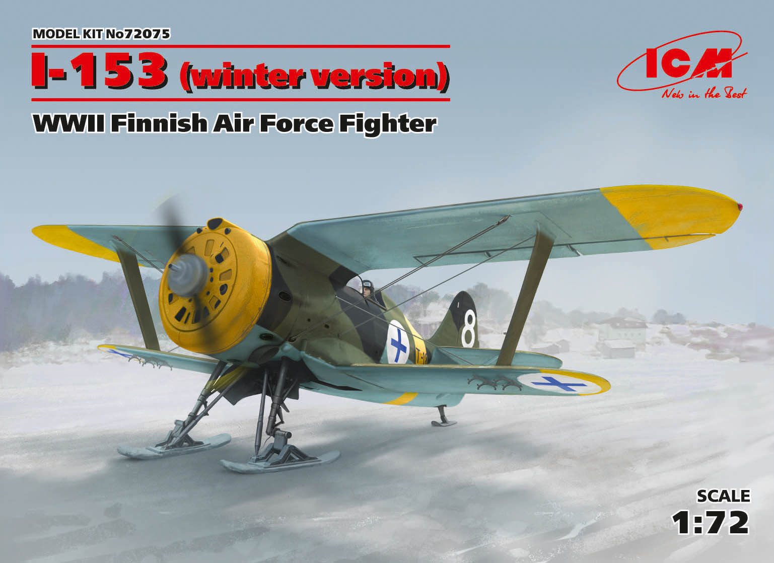 Model kit 1/72 Polikarpov I-153 WWII Finnish Air Force Fighter (ICM)