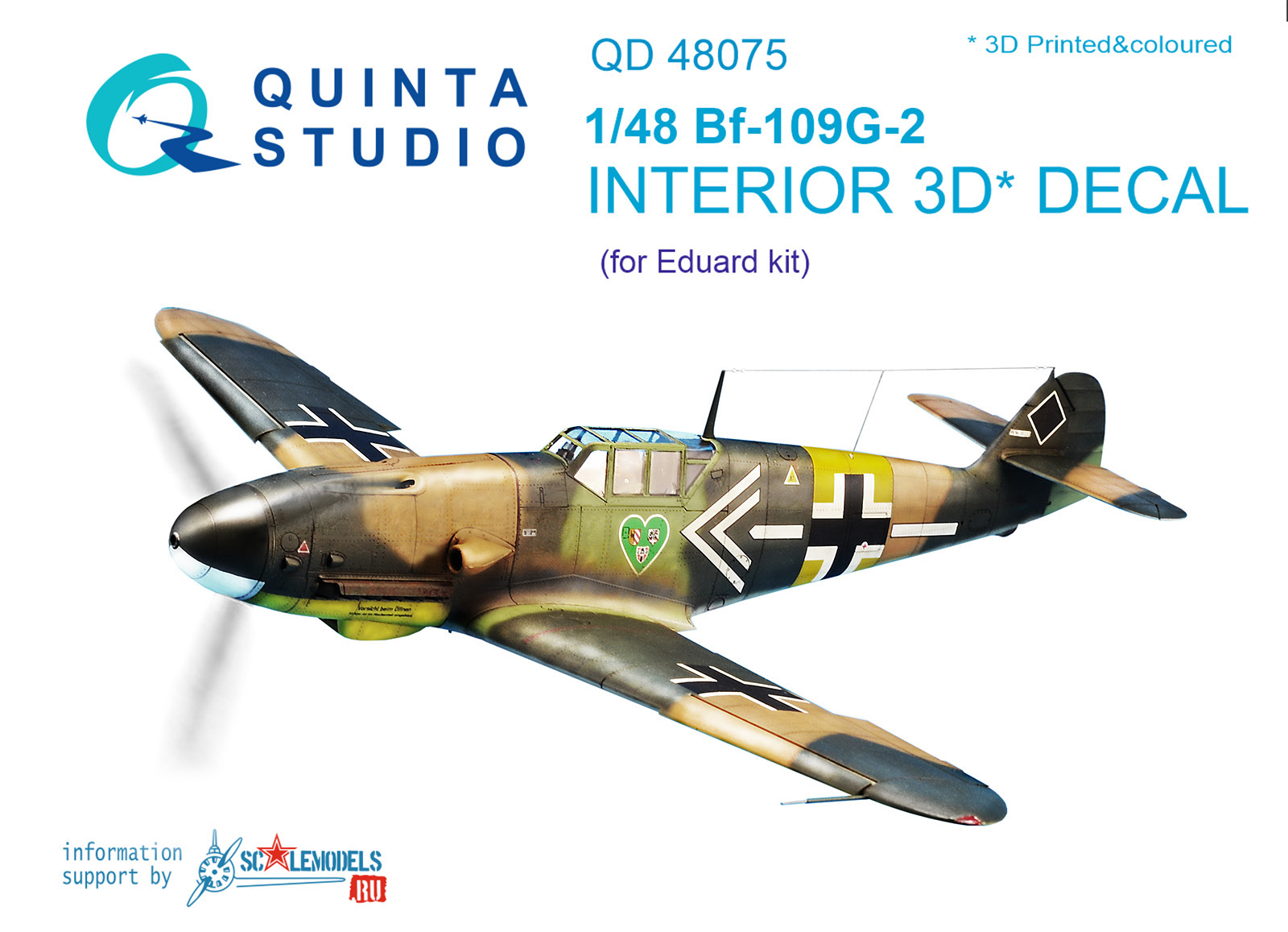 Bf-109G-2 3D-Printed & coloured Interior on decal paper (for Eduard  kit)