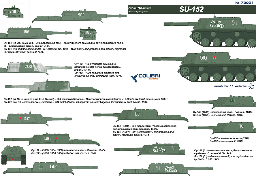Decal 1/72 SU-152 (Colibri Decals)