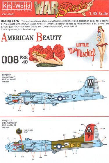 Decal 1/48 Boeing B-17G Flying Fortress (2) (Kits-World)