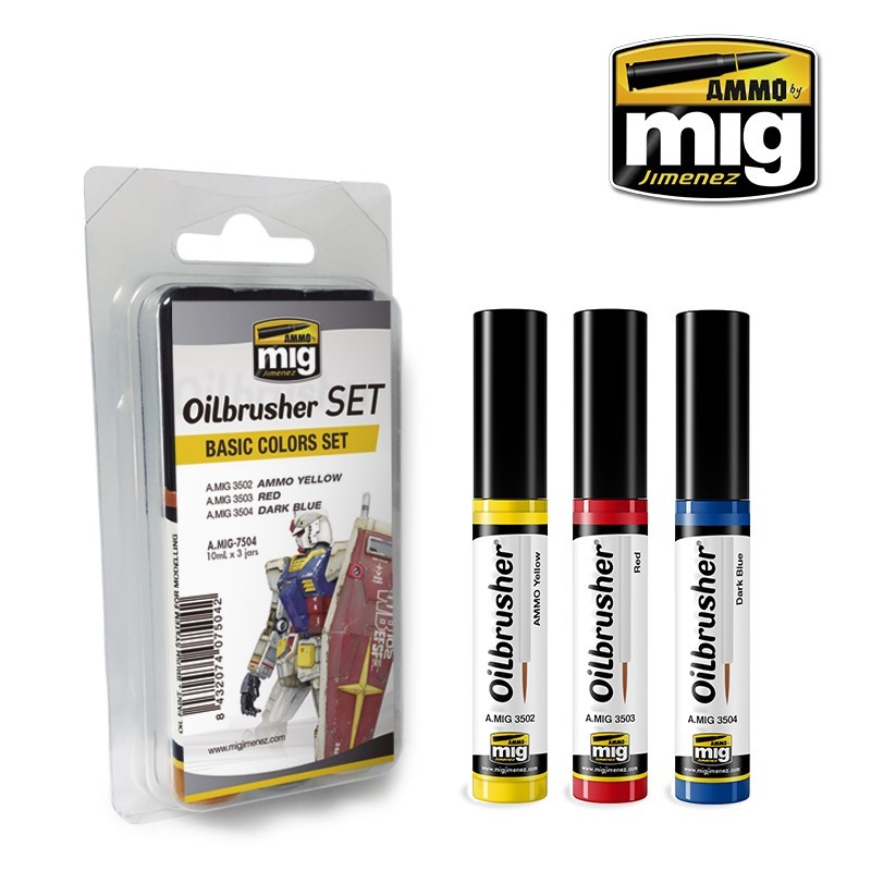 Basic Colors OILBRUSHER SET (Ammo Mig) (3x10ml) 