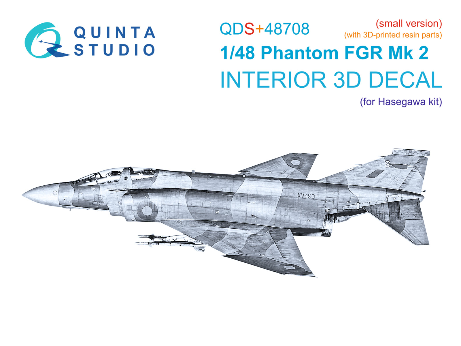 F-4M Phantom FGR.2 3D-Printed & coloured Interior on decal paper (Hasegawa) (Small version) (with 3D-printed resin parts)