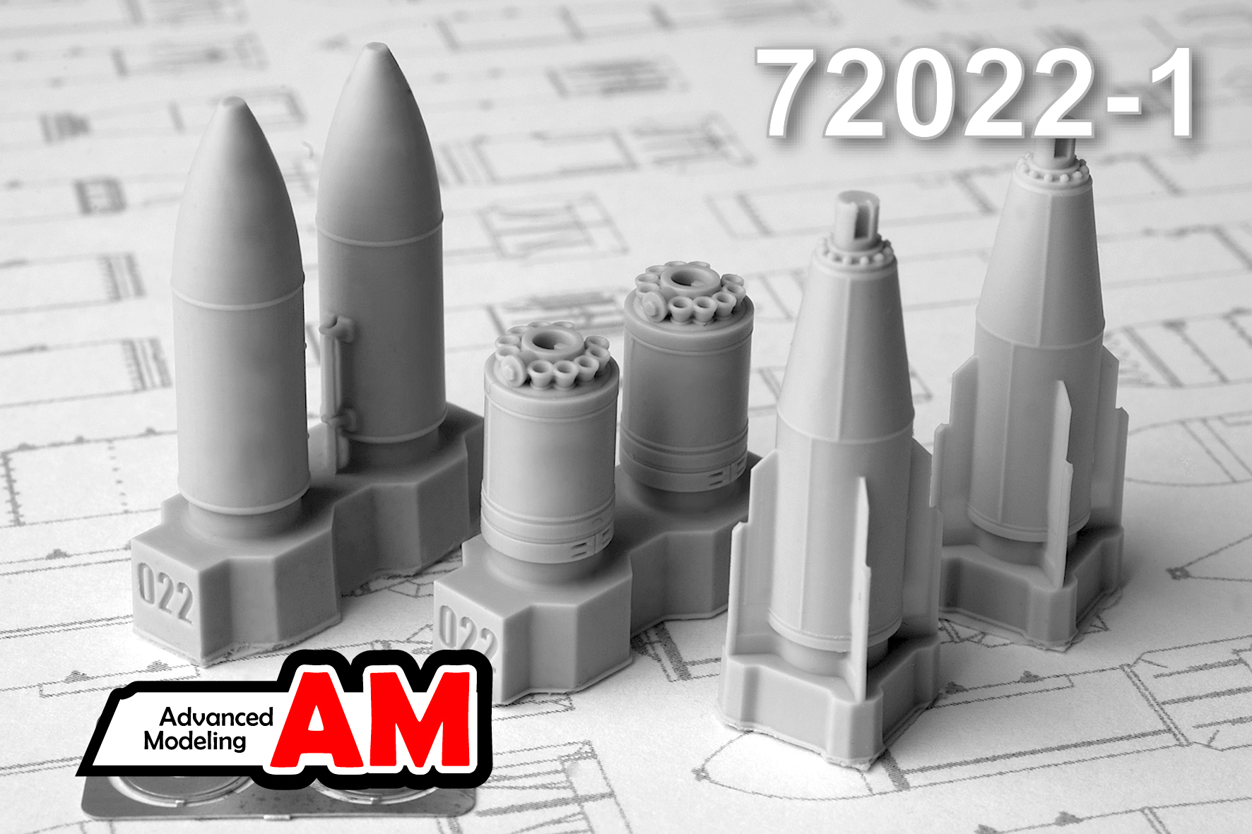 Additions (3D resin printing) 1/72 BETAB-500 500 kg Concrete piercing bomb (late production) (Advanced Modeling) 
