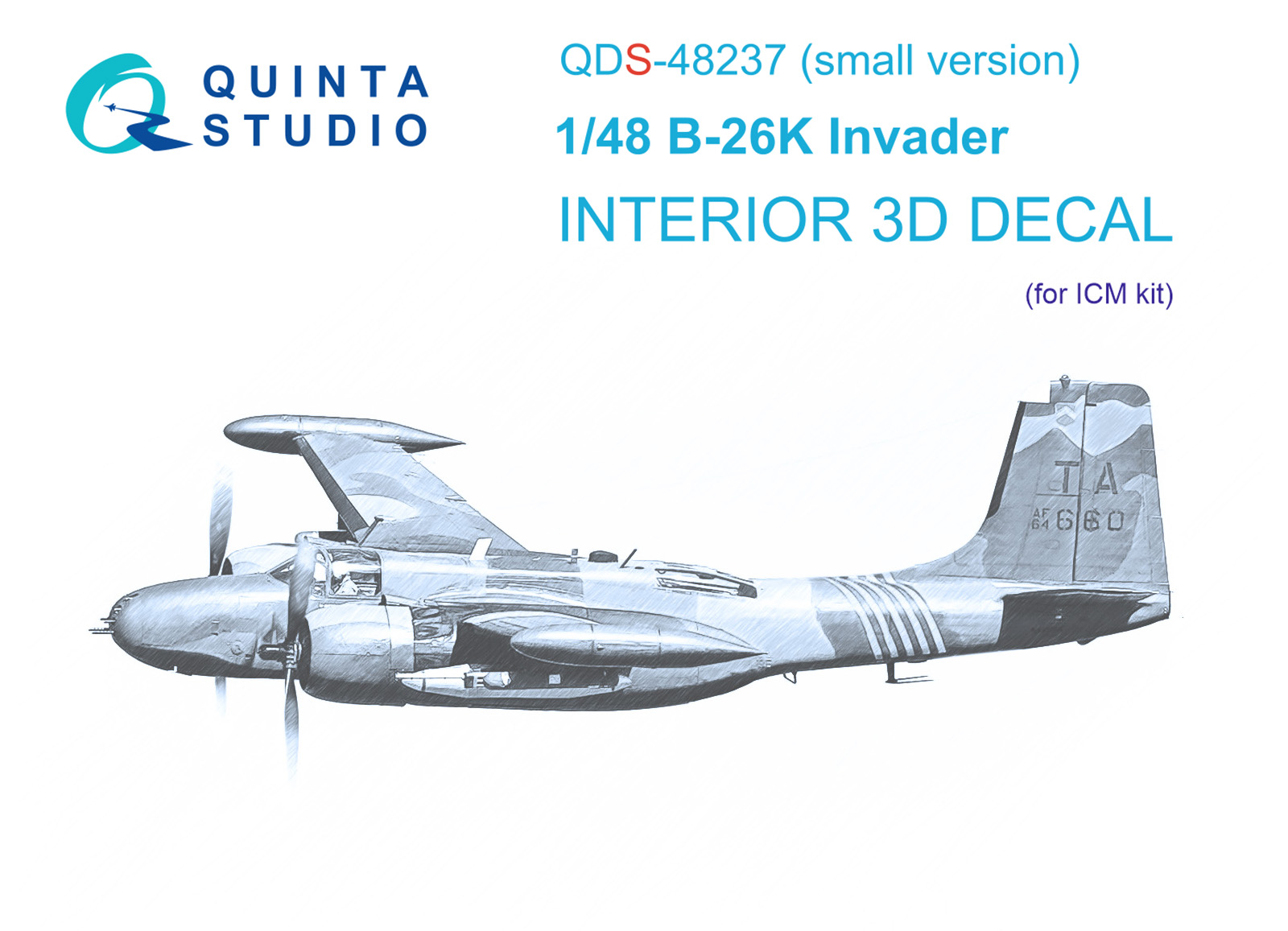 B-26K 3D-Printed & coloured Interior on decal paper (ICM) (Small version)