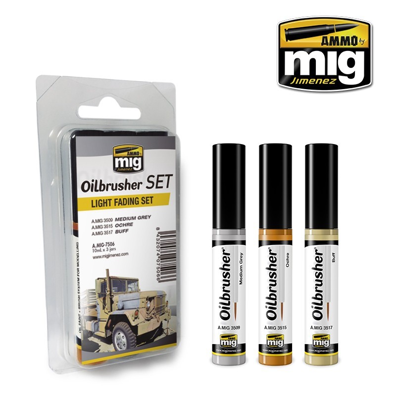  Light Fading OILBRUSHER SET (Ammo Mig) (3x10ml) 