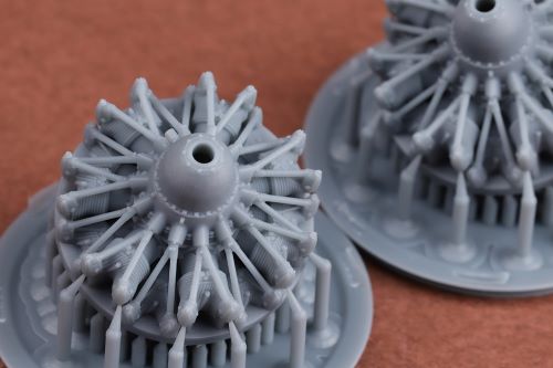 Additions (3D resin printing) 1/72 Gnome-Rhone 14N/K engine x 2 (3D-Printed)