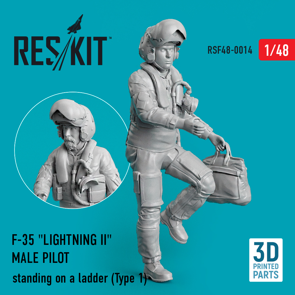 Additions (3D resin printing) 1/48 Lockheed-Martin F-35A/F-35B Lightning male pilot standing on a ladder (Type 1) (ResKit)