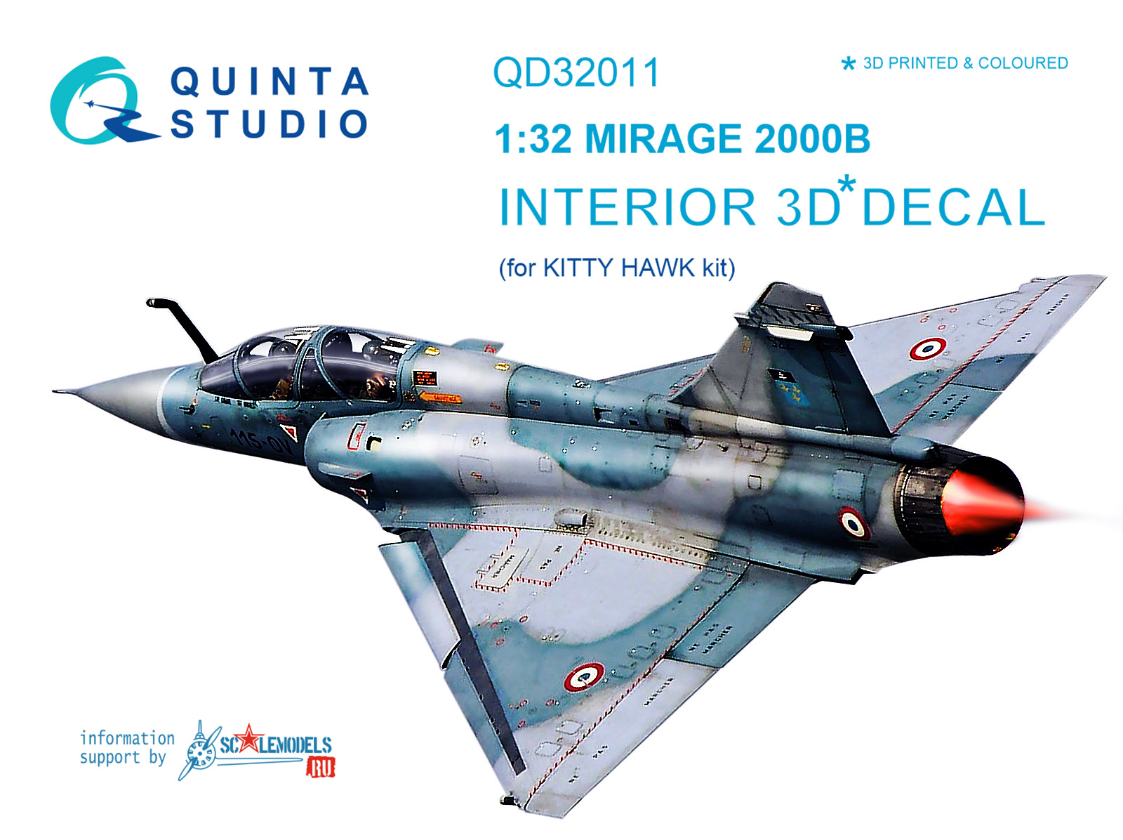 Mirage 2000B 3D-Printed & coloured Interior on decal paper (for Kitty Hawk  kit)