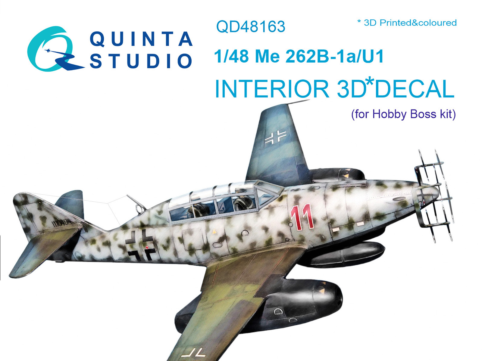 Me 262B-1a/U1 3D-Printed & coloured Interior on decal paper (HobbyBoss)
