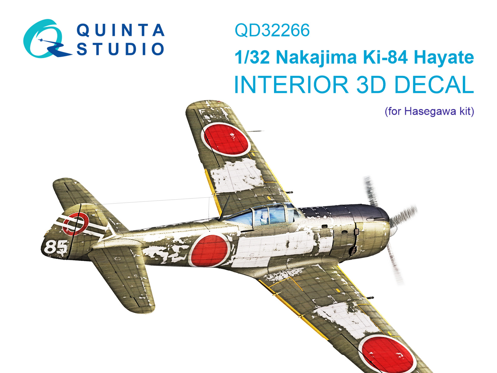 Nakajima Ki-84 Hayate 3D-Printed & coloured Interior on decal paper (Hasegawa)