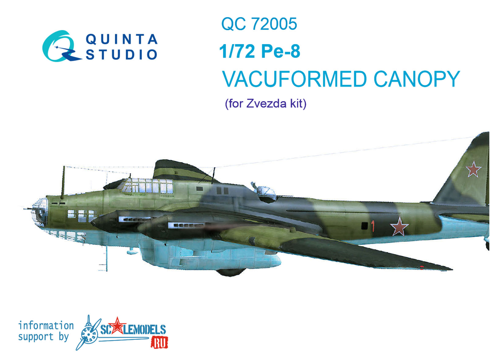 Pe-8 vacuuformed clear canopy (for 7264 Zvezda kit)