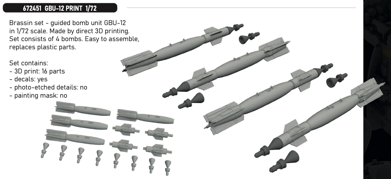 Additions (3D resin printing) 1/72 Guided bomb unit GBU-12