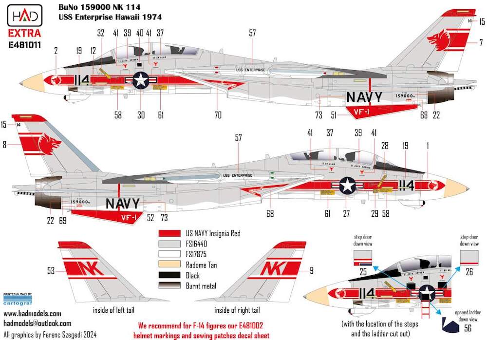 Decal 1/48 F-14A VF-1 Wolfpack (extended version) (HAD)
