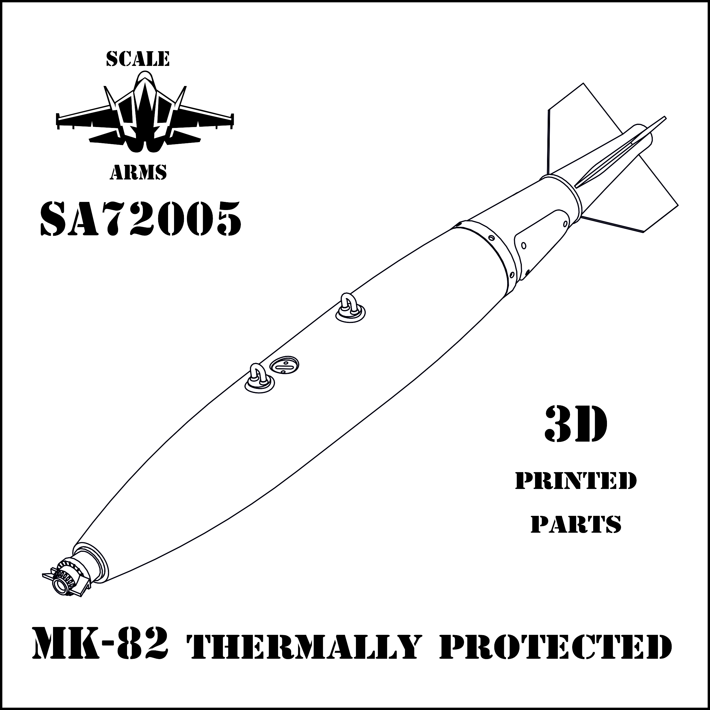 Additions (3D resin printing) 1/72 MK-82 Aviation Bomb (6 pieces included) (thermally protect) (Scale Arms)