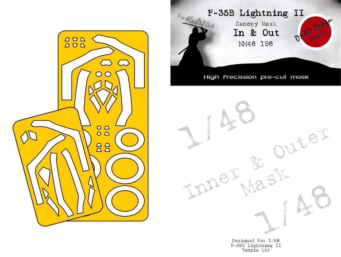 F-35B Lightning II canopy frame paint mask (inside and outside) (designed to be used with Tamiya kits)