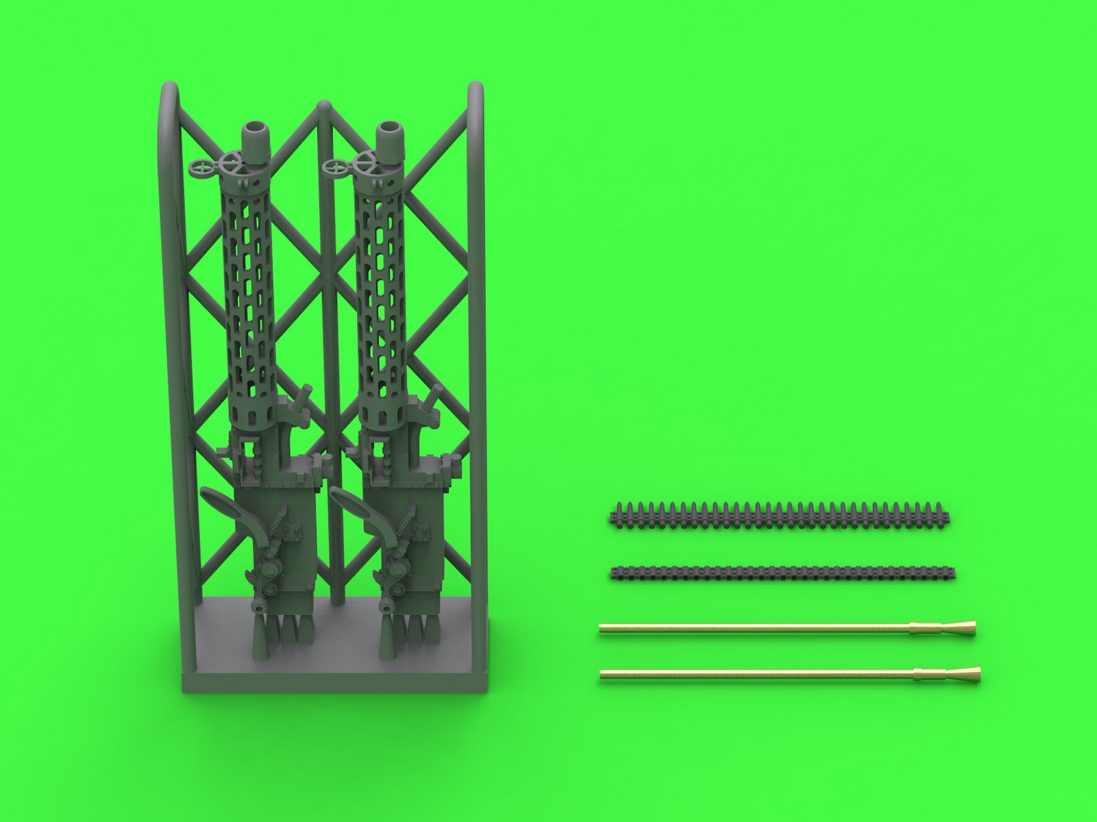 Aircraft detailing sets (resin) 1/48 German WW I machine gun Spandau LMG 08/15 (2 pcs) - with LONG charging handle - complete guns incl. 3D resin & brass parts