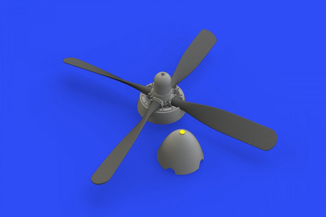 Additions (3D resin printing) 1/48  North-American P-51D-5 Mustang Hamilton Standard uncuffed propeller (designed to be used with Eduard kits)