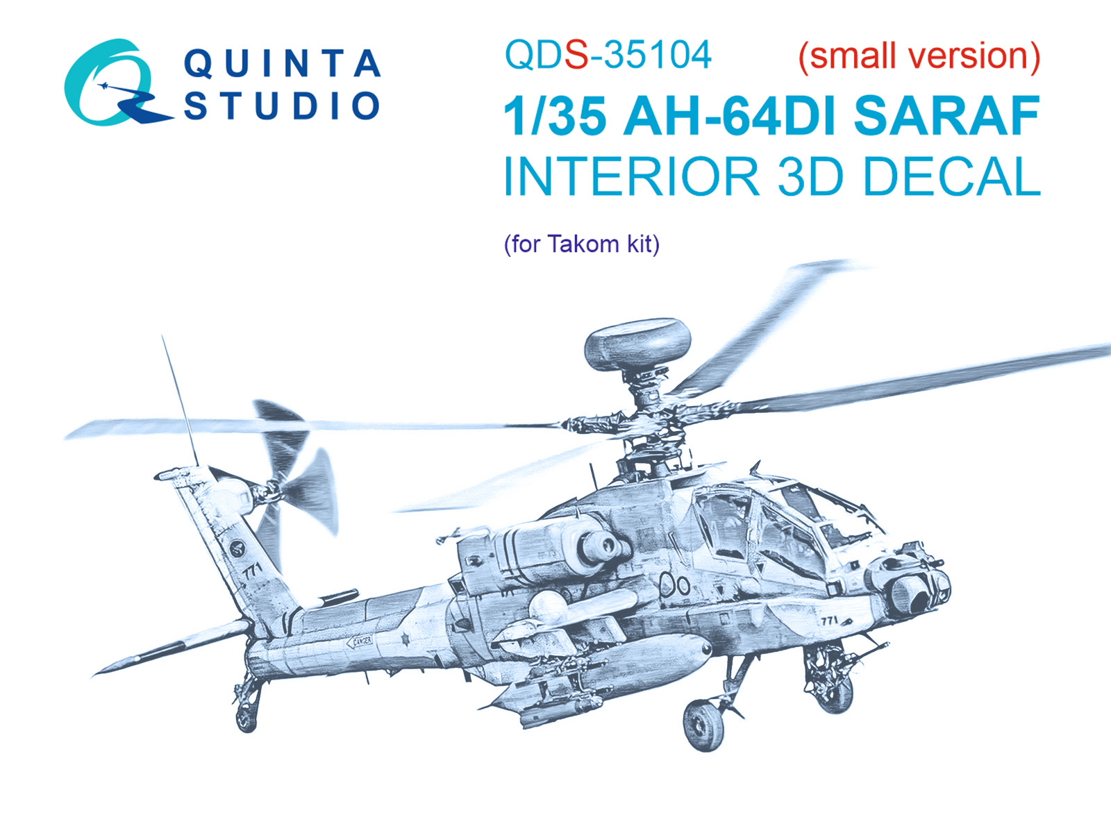 AH-64DI Saraf 3D-Printed & coloured Interior on decal paper (Takom) (Small version)