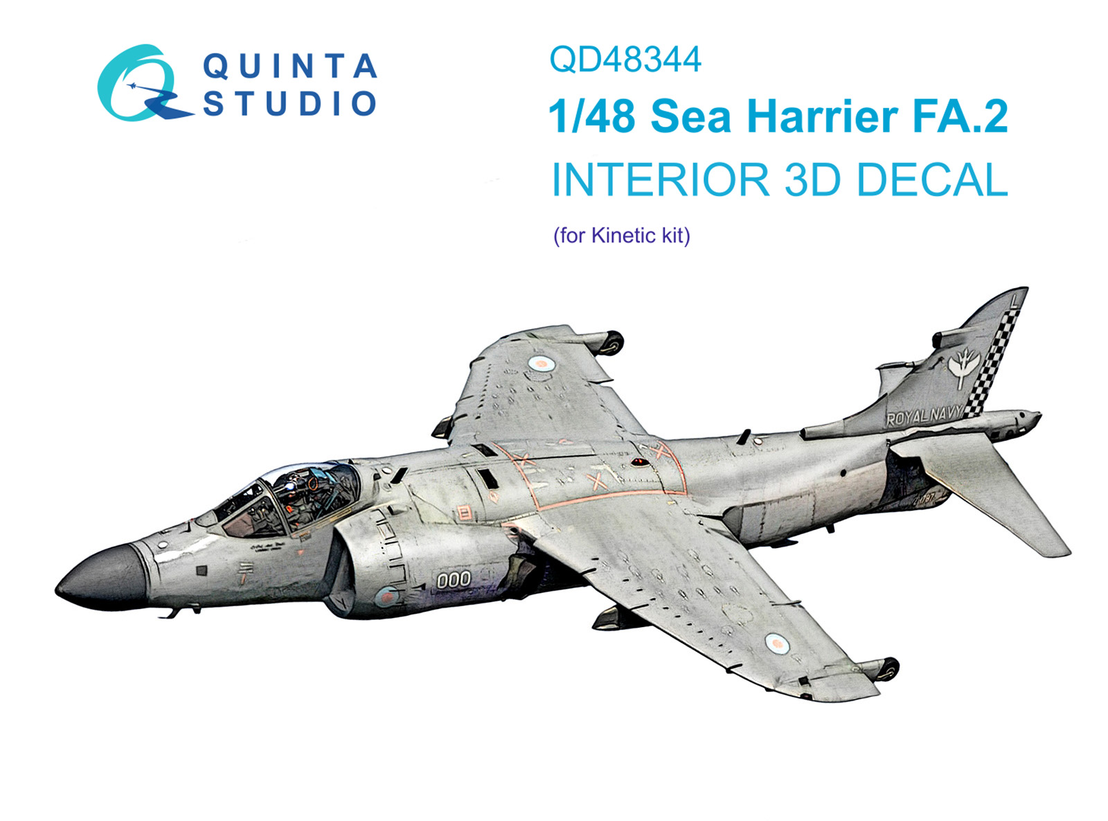 Sea Harrier FA.2 3D-Printed & coloured Interior on decal paper (Kinetic)