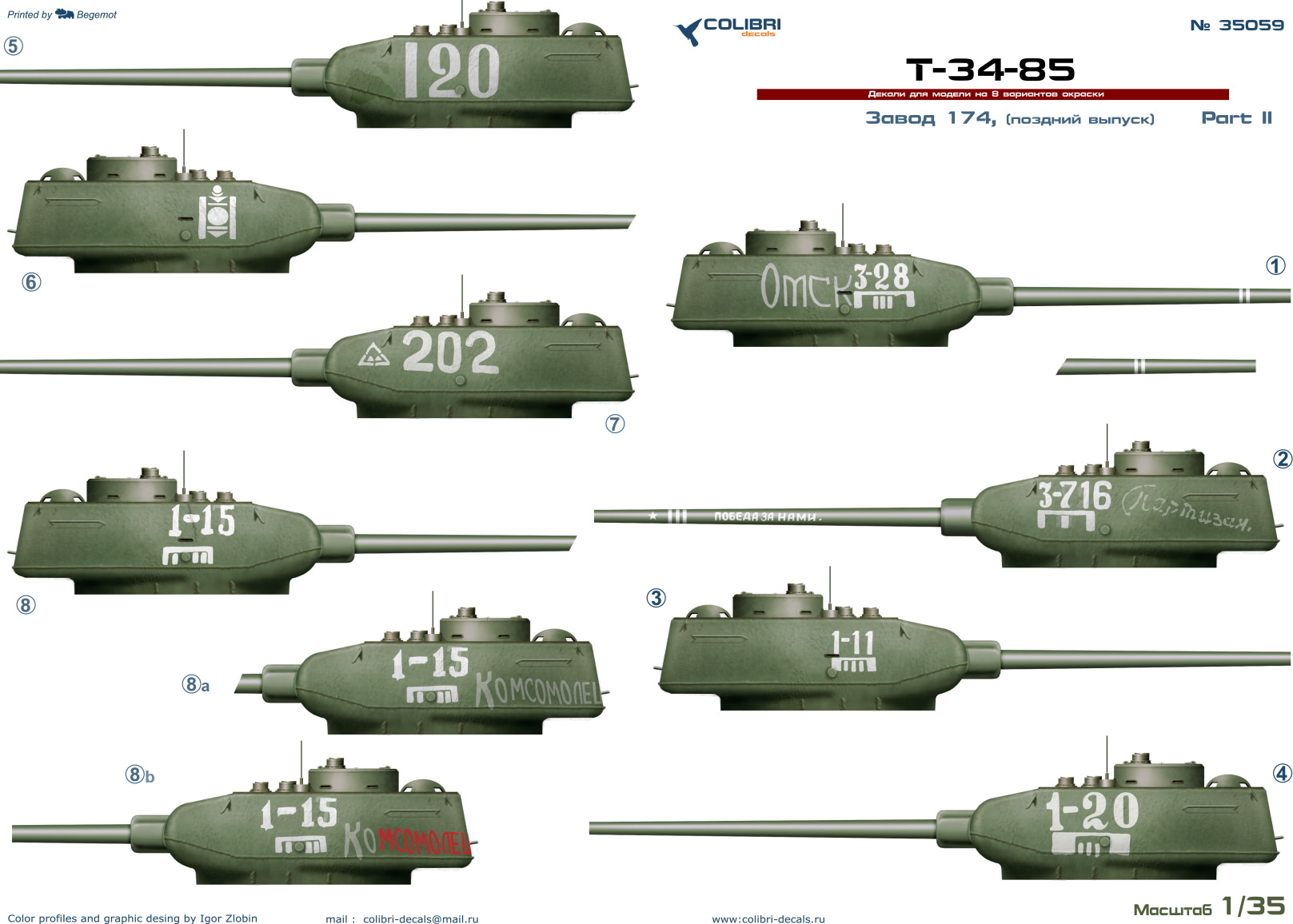 Decal 1/35 T-34-85 factory 174. Part II (Colibri Decals)