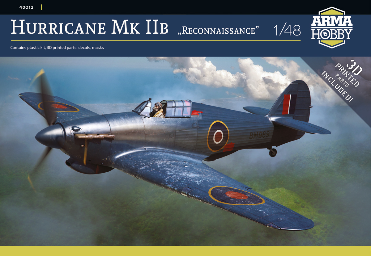 Model kit 1/48 Hurricane Mk IIb Reconnaissance (3x camo) (Arma Hobby)