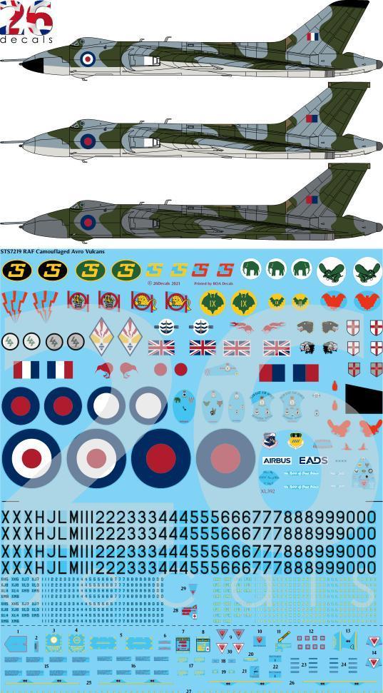 Decal 1/72 RAF Camouflaged Avro Vulcan B.2  (26 Decals)