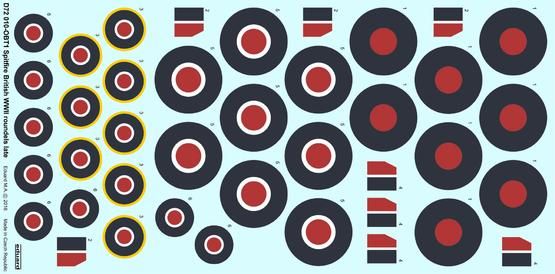 Decal 1/72 Spitfire British WWII roundels late