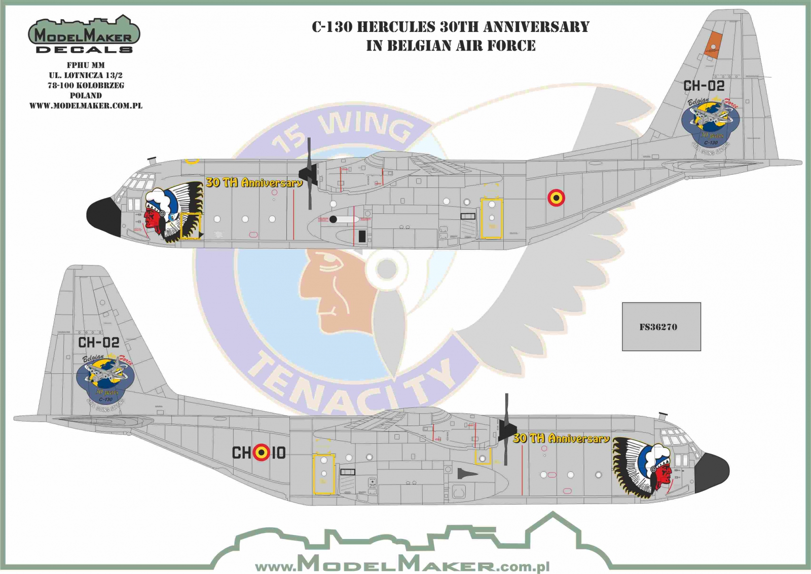 Decal 1/72 Lockheed C-130 Hercules 30TH Anniversary in Belgian Air Force (Model Maker Decals)