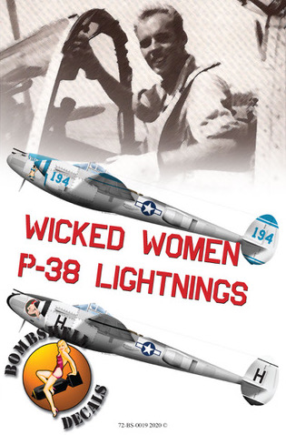 Decal 1/72 Lockheed P-38J Lightnings Wicked Women P-38 Lightnings (Bombshell)
