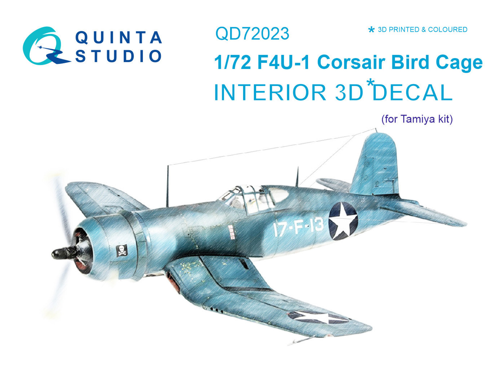 F4U-1 Corsair (Bird cage) 3D-Printed & coloured Interior on decal paper (for Tamiya  kit)