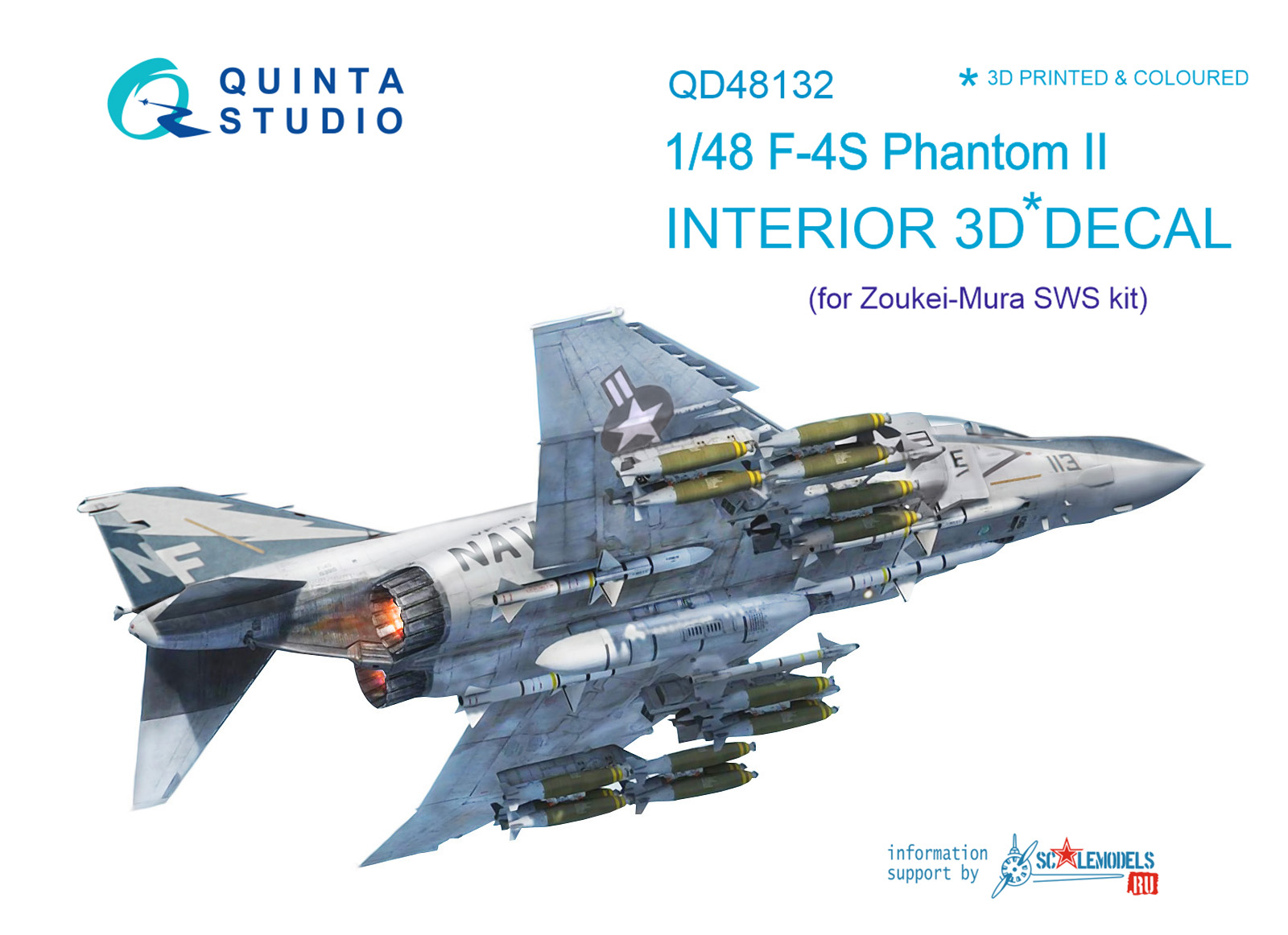 F-4S 3D-Printed & coloured Interior on decal paper (for ZM SWS kit)